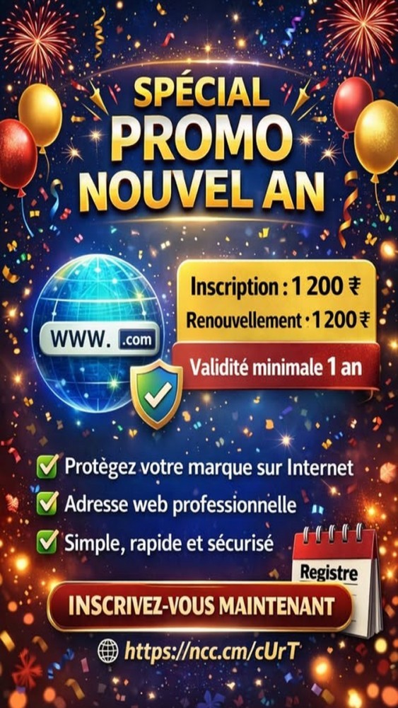 SPÉCIAL PROMO NOUVEL AN – ENREGISTREZ VOTRE NOM DE DOMAINE !