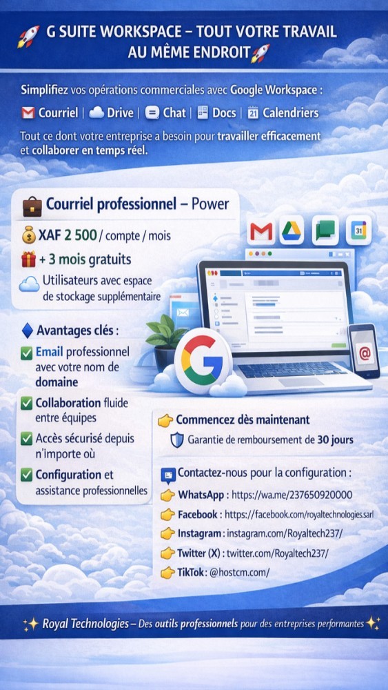 G SUITE WORKSPACE – TOUT VOTRE TRAVAIL AU MÊME ENDROIT