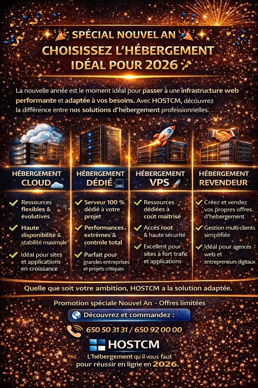 🎊 Spécial Nouvel An 2026 – Hébergement Web Professionnel 🎊✨