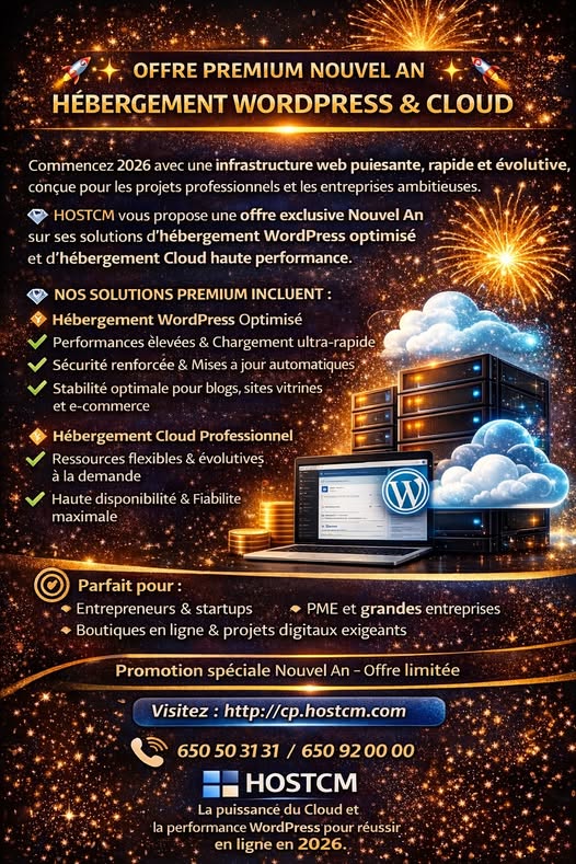 ✨🚀 Offre Premium Nouvel An – Hébergement WordPress &amp; Cloud 🚀✨